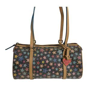 Dooney & Bourke Vintage Multicolored Stars Barrel Shoulder Bag Rainbow Zipper